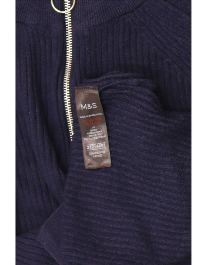Marks & Spencer Dame sweater med lynlås-hals UK 10 Small Navy Blue