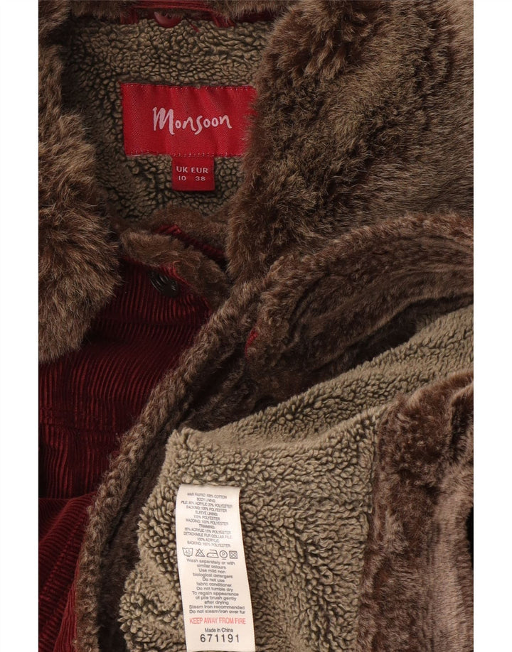 Monsoon Womens Corduroy Jacket UK 10 Small Bourgogne Bomuld