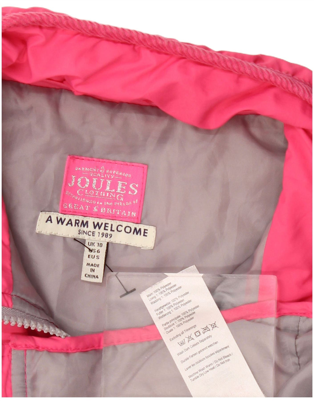 JOULES Dame Quiltet Gilet UK 10 Small Pink Polyester