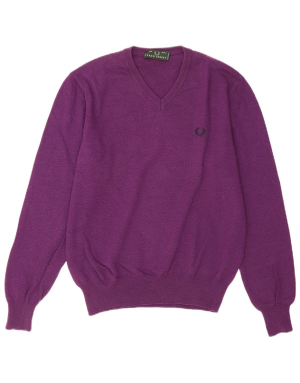 Fred Perry Herre V-hals sweater Medium Lilla Uld