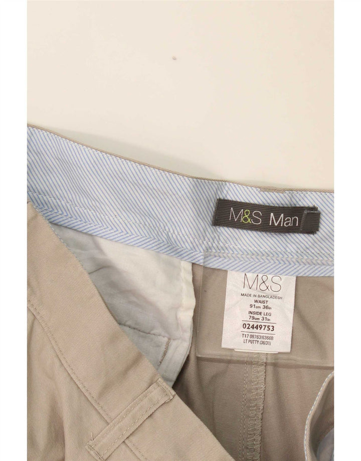 Marks & Spencer Straight Chino-bukser til mænd W36 L31 Grå polyester