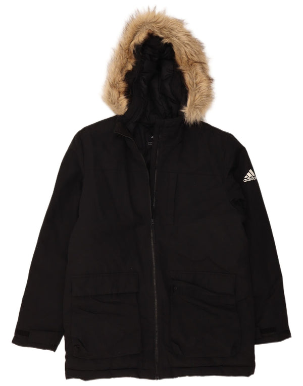 Adidas Herre hættepolstret frakke UK 40 Stor sort polyester