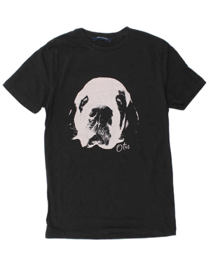 French Connection Herre grafisk T-shirt Top Lille sort bomuld