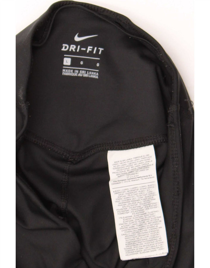 Nike Dame Dri Fit Leggings UK 14 Large Black Polyester