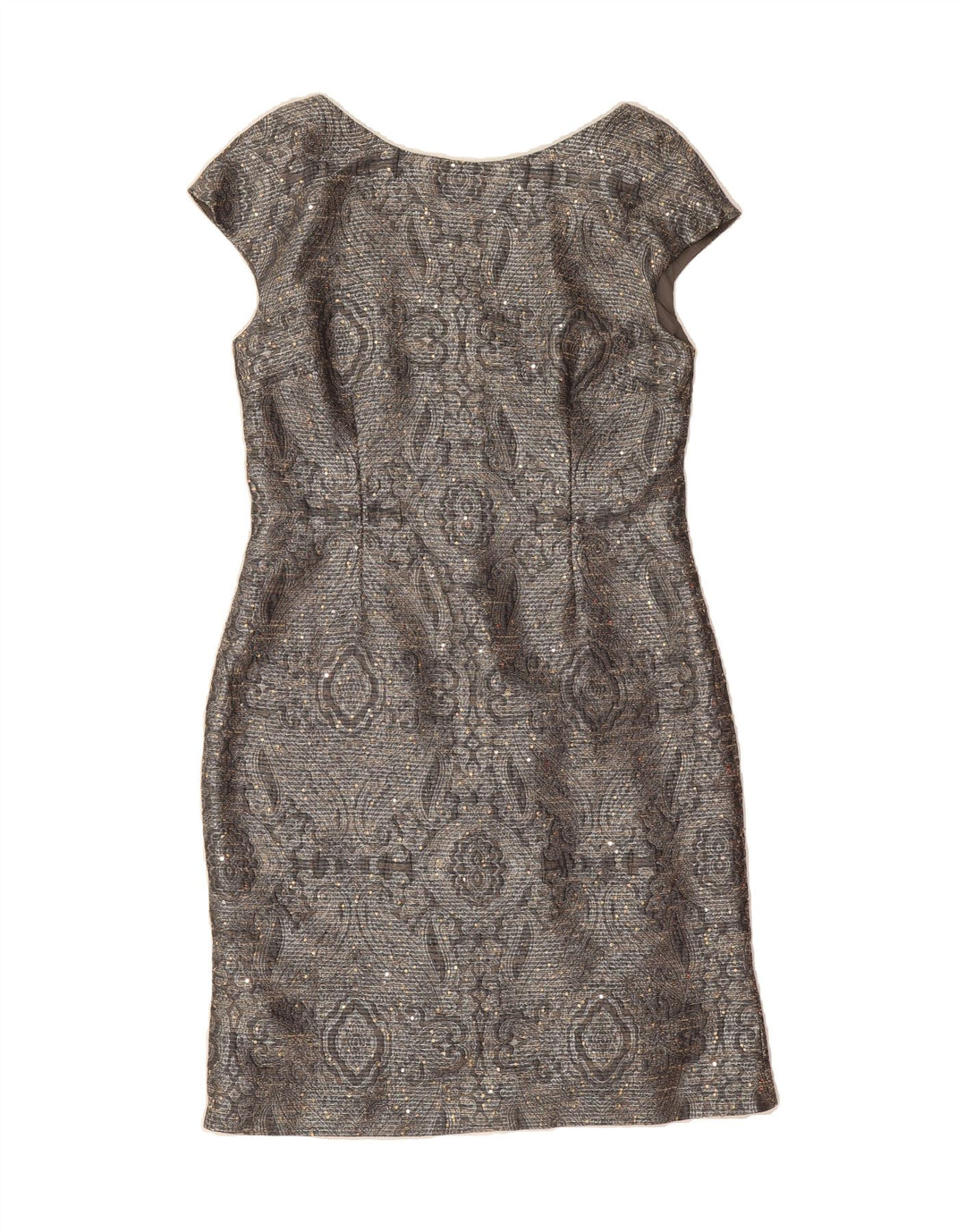 BARBARA SCHWARZER Womens Sheath Dress EU 42 Large Grey Paisley Polyester Vintage Barbara Schwarzer and Second-Hand Barbara Schwarzer from Messina Hembry 
