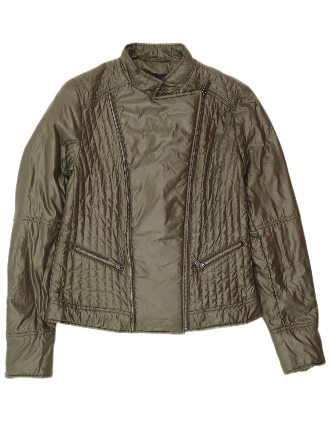 Trussardi Bikerjakke til kvinder IT 42 Medium Grøn Polyester