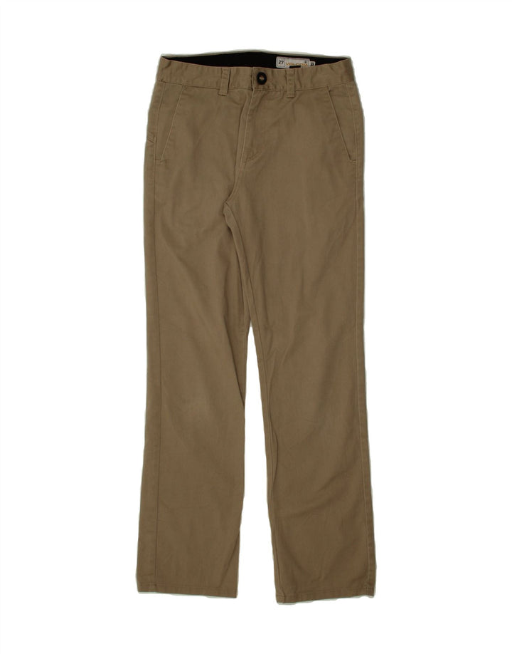 VOLCOM Womens Straight Chino Trousers W27 L27 Khaki Cotton Vintage Volcom and Second-Hand Volcom from Messina Hembry 