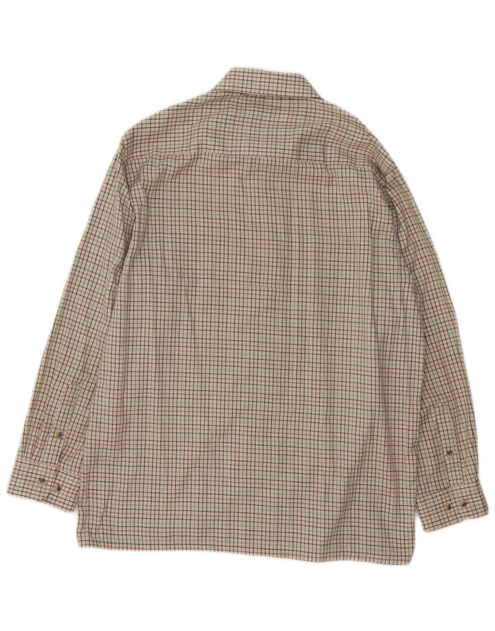 Vintage herreskjorte str. 16 1/2 stor beige ternet polyester