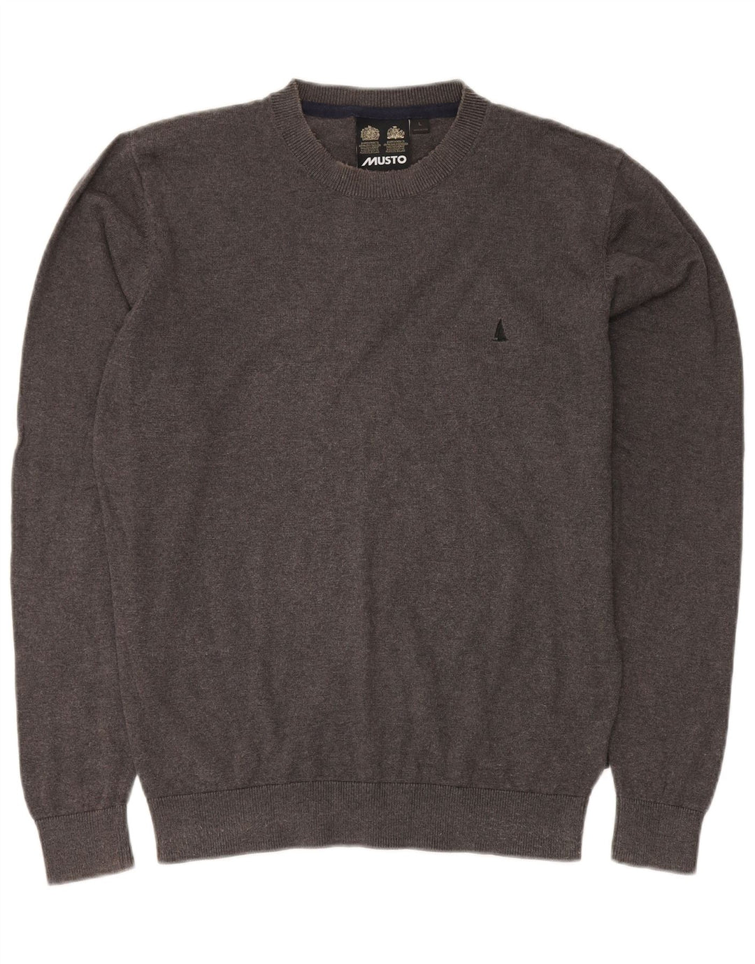 MUSTO Herre trøje med rund hals, stor grå bomuld