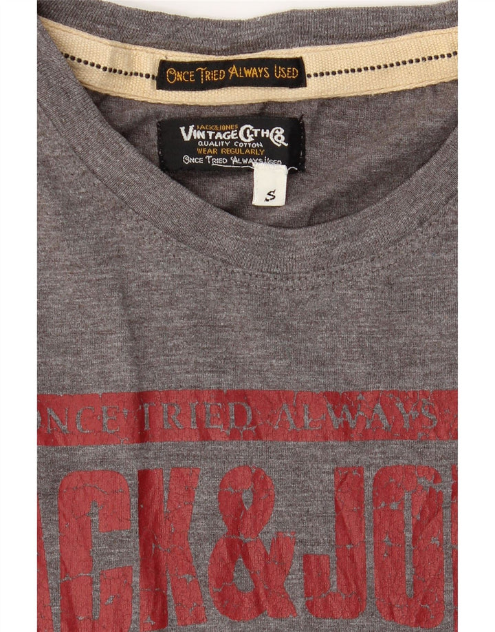 JACK & JONES Mens Graphic T-Shirt Top Small Grey Cotton Vintage Jack & Jones and Second-Hand Jack & Jones from Messina Hembry 