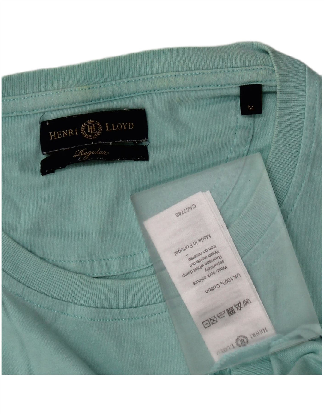 Henri Lloyd Herre grafisk T-shirt Top Medium turkis bomuld