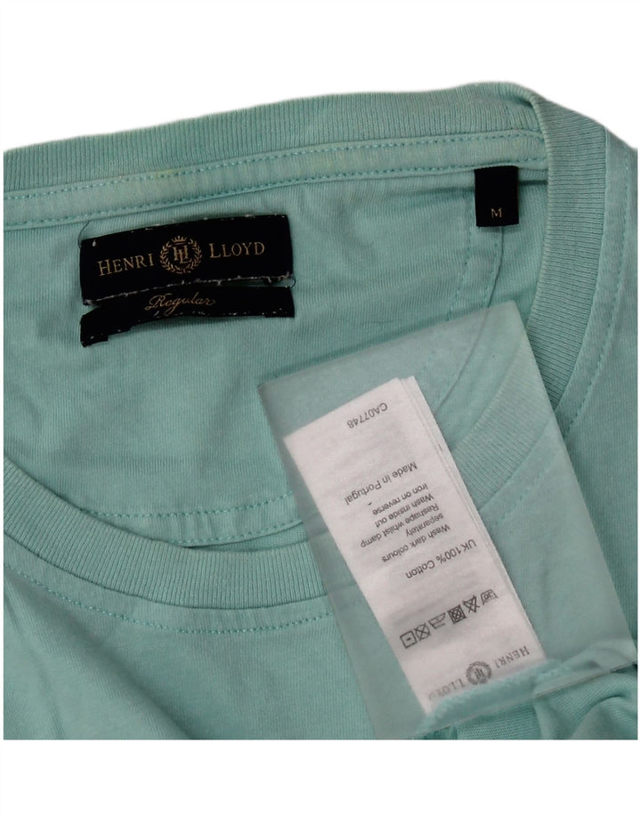 Henri Lloyd Herre grafisk T-shirt Top Medium turkis bomuld