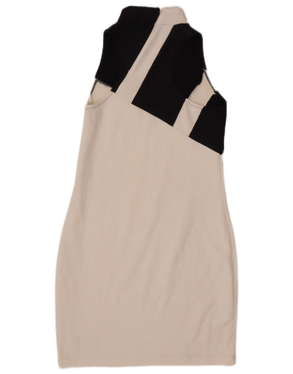 ADIDAS Kvinders Grafisk Bodycon Kjole UK 16 Stor Hvid Colourblock