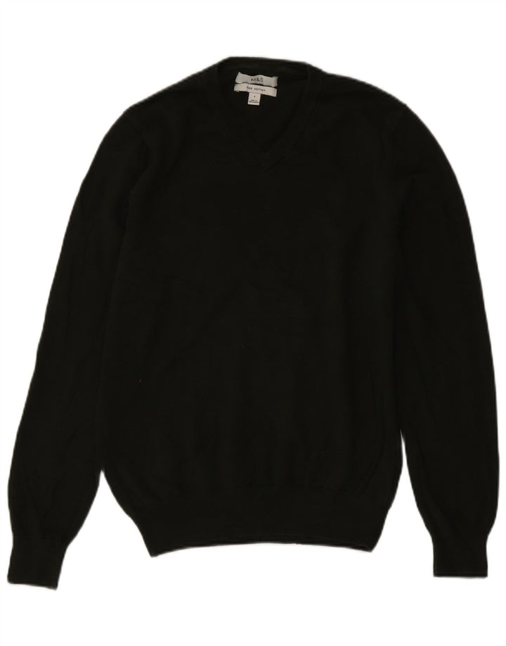 Marks & Spencer Herre sweater med rund hals, lille grøn bomuld