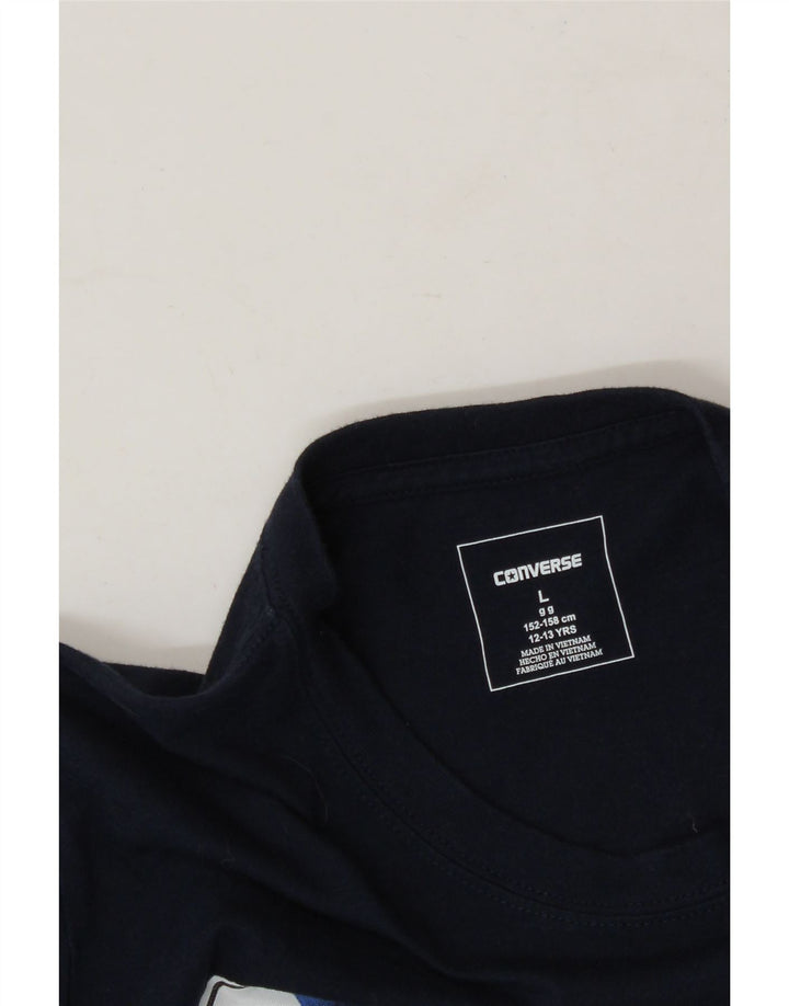 CONVERSE Boys Graphic T-Shirt Top 12-13 Years Large Navy Blue Vintage Converse and Second-Hand Converse from Messina Hembry 