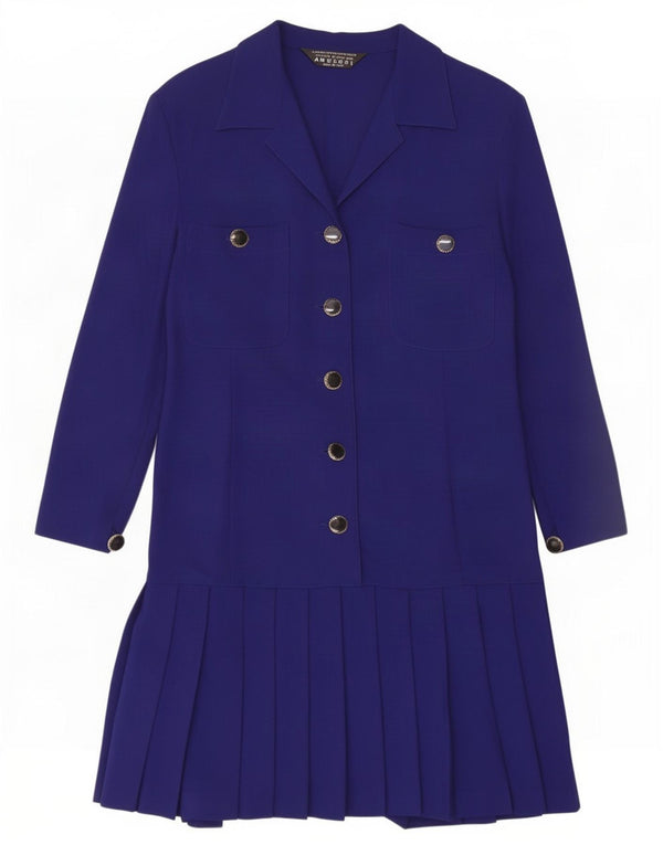 Amuleti Dame Langærmet A-Line Kjole UK 14 Large Navy Blue