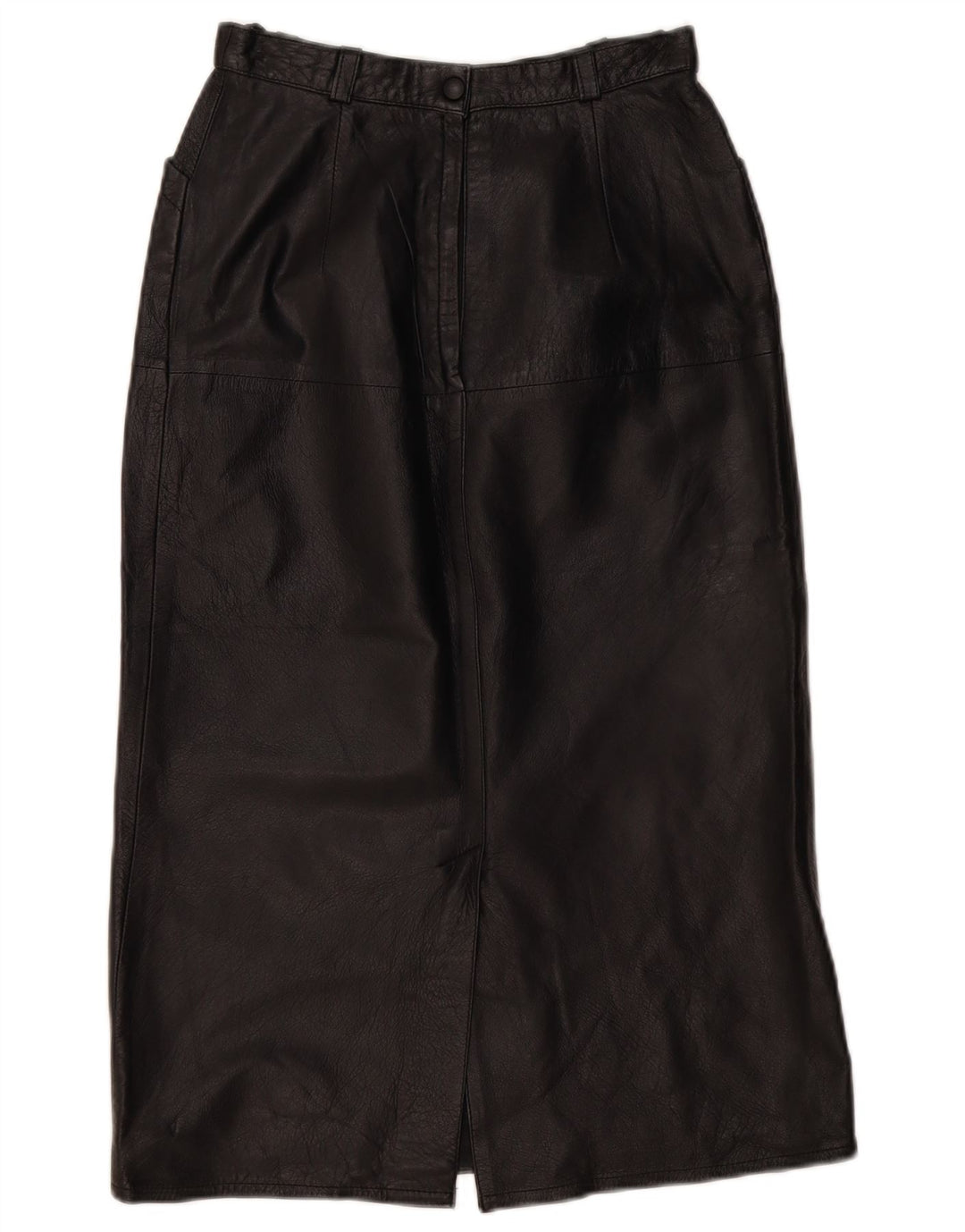 VINTAGE Lædernederdel til kvinder EU 36 Small W26 Sort Læder