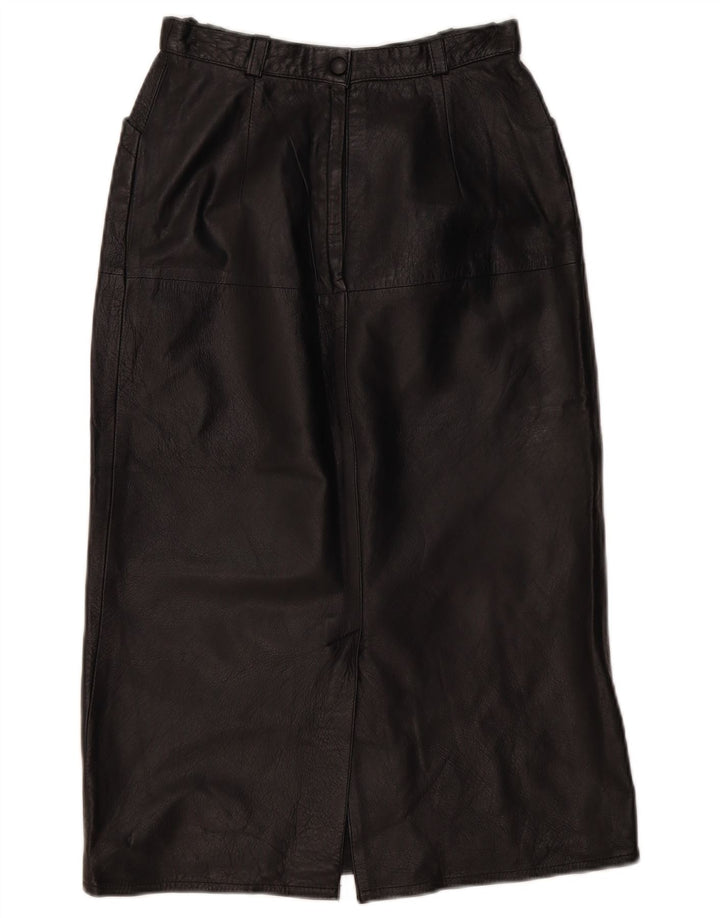 VINTAGE Lædernederdel til kvinder EU 36 Small W26 Sort Læder