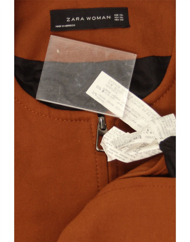 Zara Dame Overfrakke UK 18 XL Brun Polyester