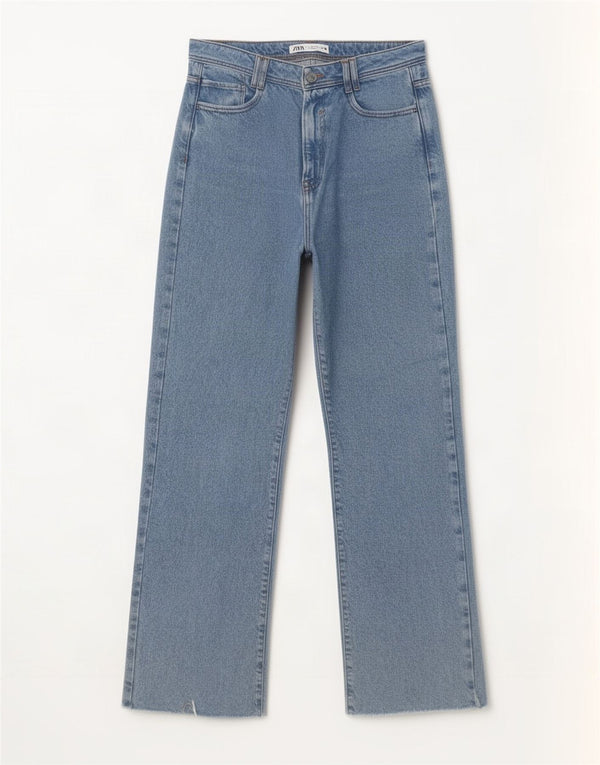 Zara Dame Højhøjde Løse Jeans EU 40 Medium W30 L33 Blå Bomuld