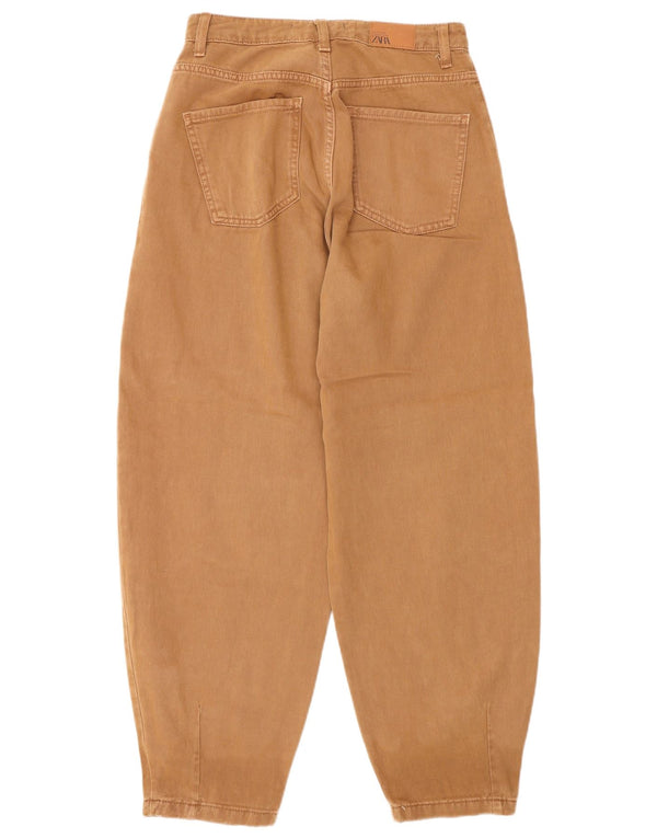 Zara Dameballon Højtaljede Jeans EU 36 XS W26 L28 Brun Bomuld