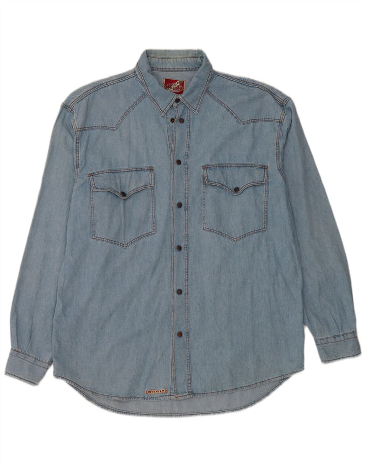 HOLIDAY Herre Denim Shirt Medium Blue Bomuld