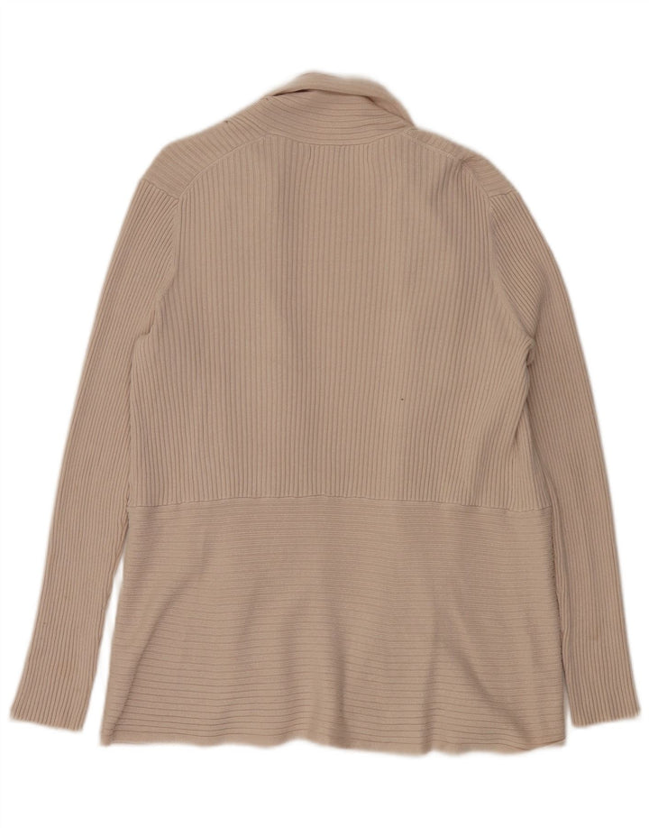John Lewis Dame Oversized Open Cardigan Sweater UK 16 Large Beige Viscose