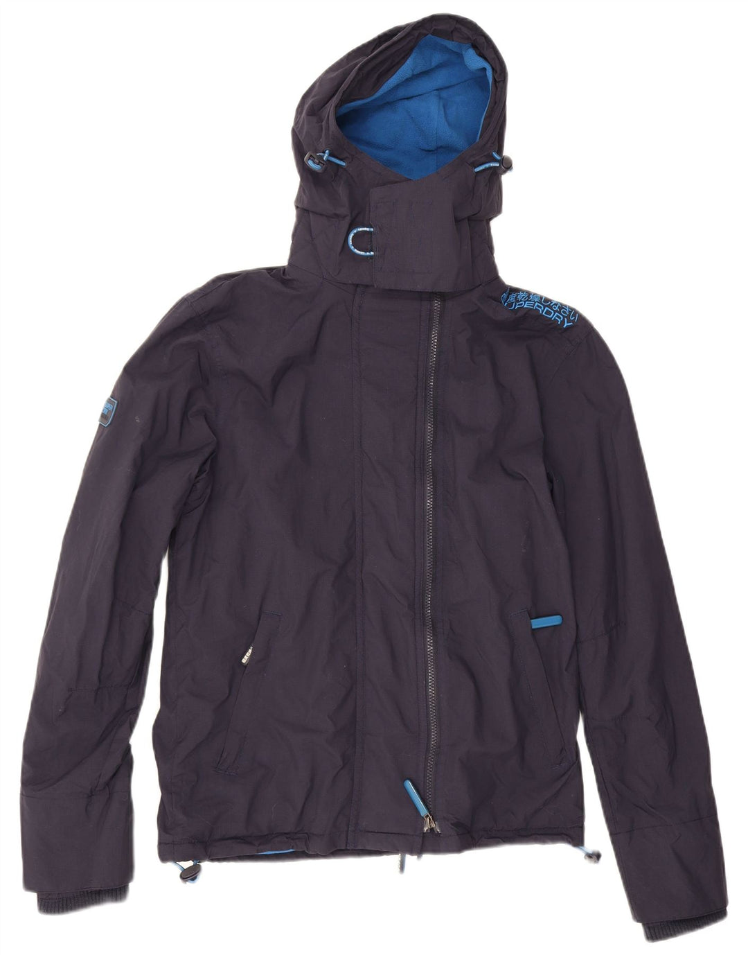 Superdry Windbreaker-jakke med hætte til mænd UK 34 XS Marineblå polyester