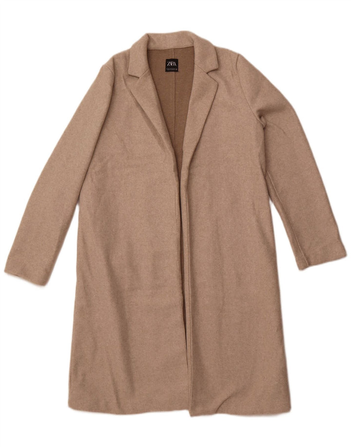 ZARA Åben overfrakke til kvinder UK 14 Medium Beige