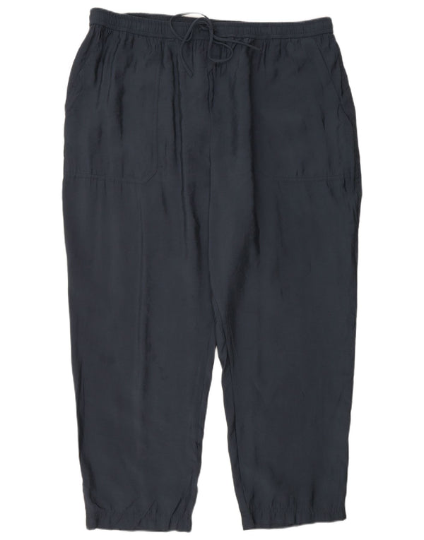 Zara Dame Straight Cropped Trousers 2XL W34 L26 Navy Blue Modal