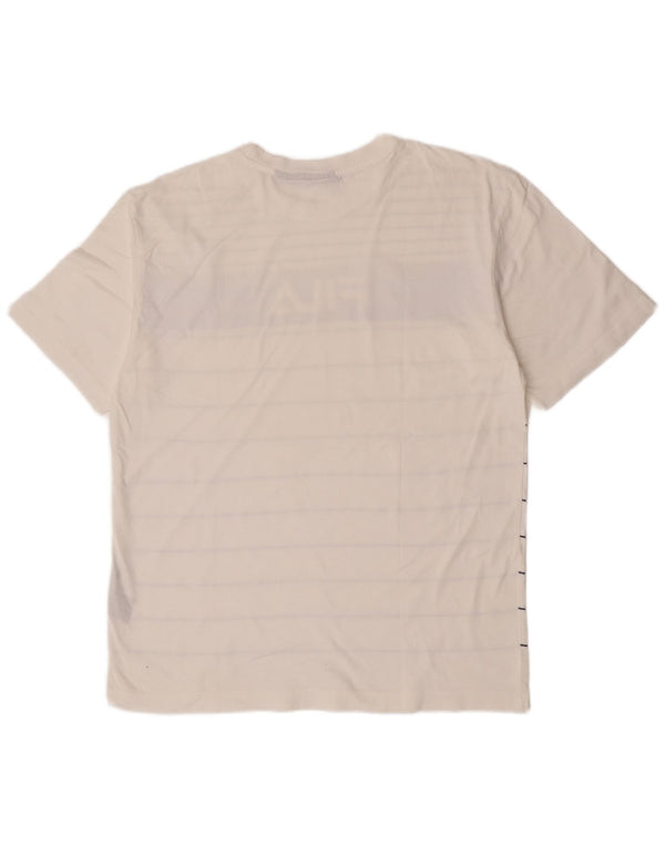 Fila Herre grafisk T-shirt Top Medium hvid stribet bomuld