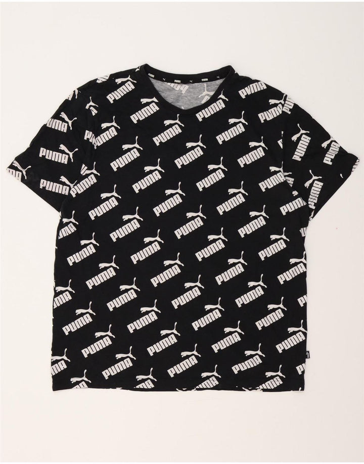 PUMA Grafisk T-shirt til mænd, medium sort bomuld