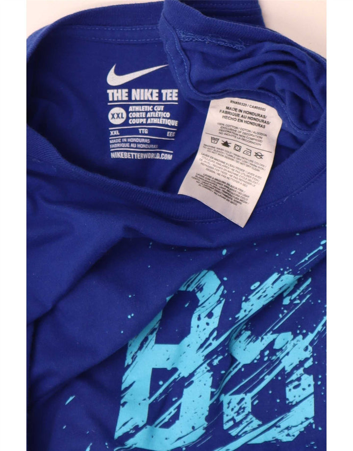 Nike Herre BSBL Grafisk T-Shirt Top 2XL Blå Bomuld