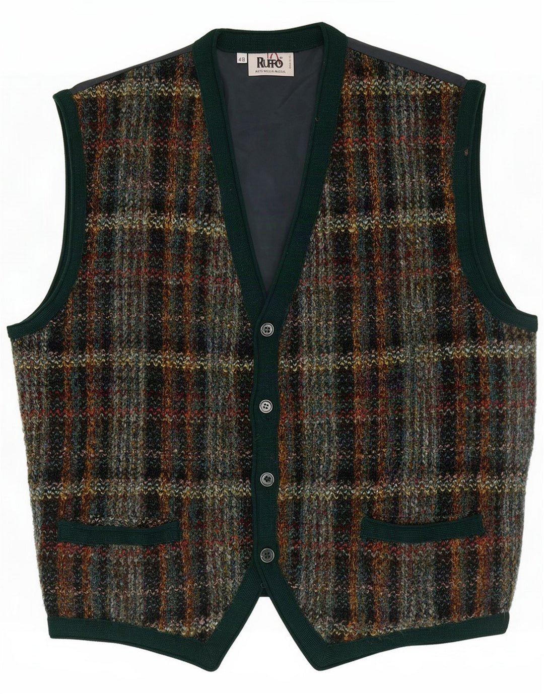 Ruffo Strikket vest til mænd IT 48 Medium Green Check