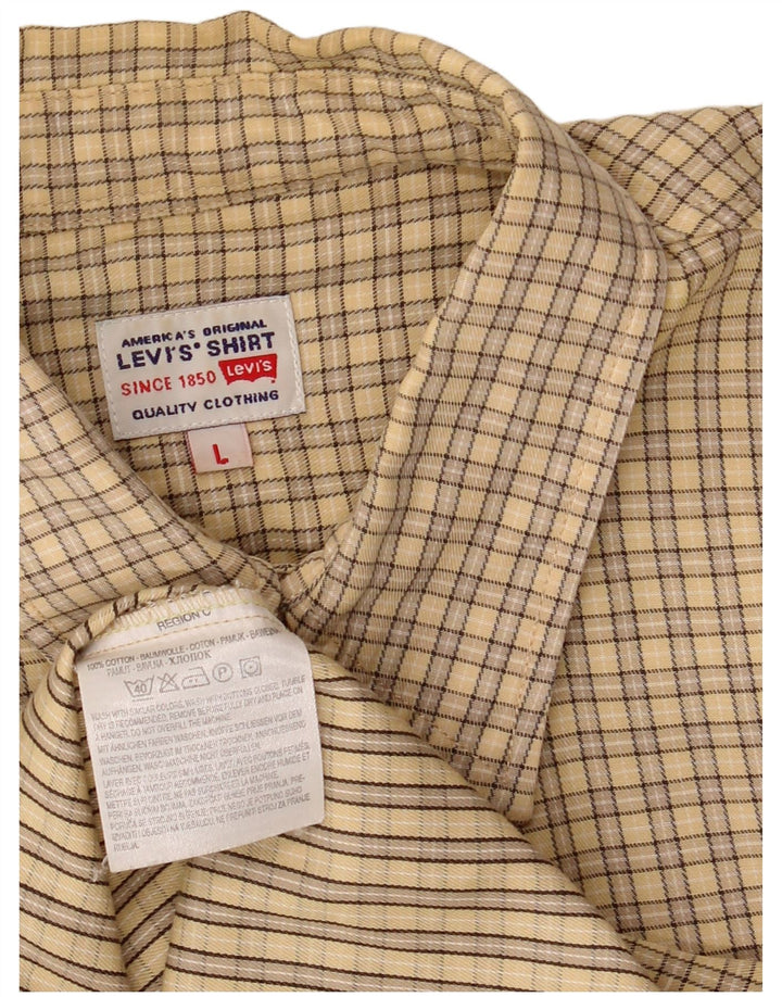 Levi's Kortærmet Herreskjorte Stor Beige Ternet Bomuld