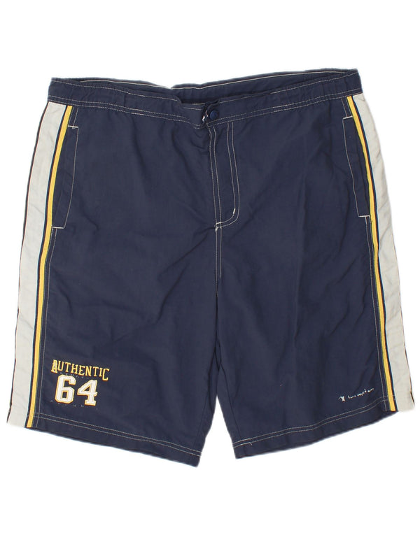 Champion Herre grafiske svømmeshorts Large Navy Blue Colourblock