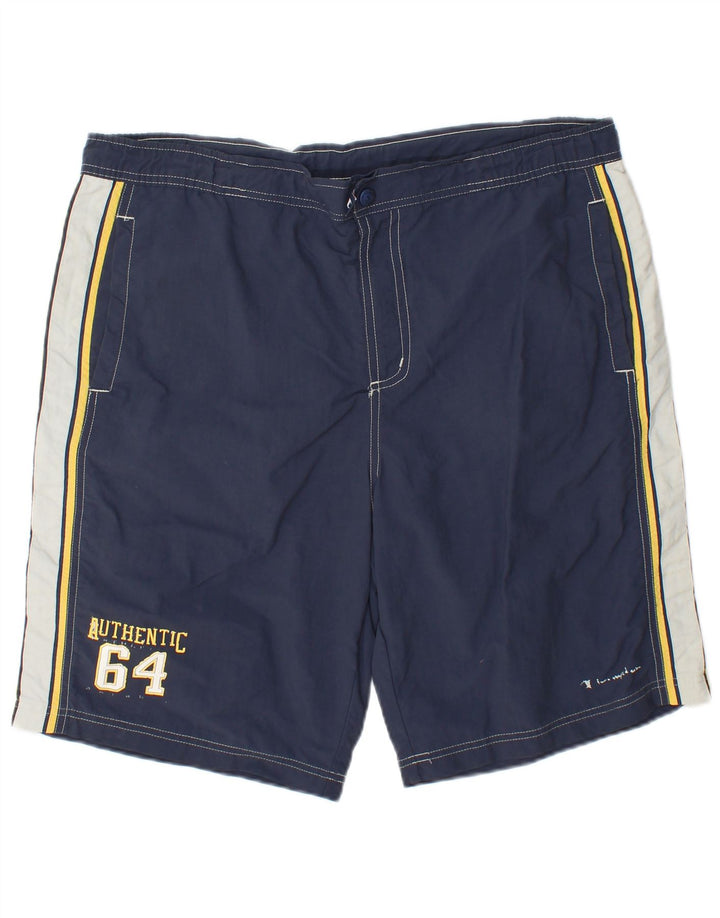 Champion Herre grafiske svømmeshorts Large Navy Blue Colourblock