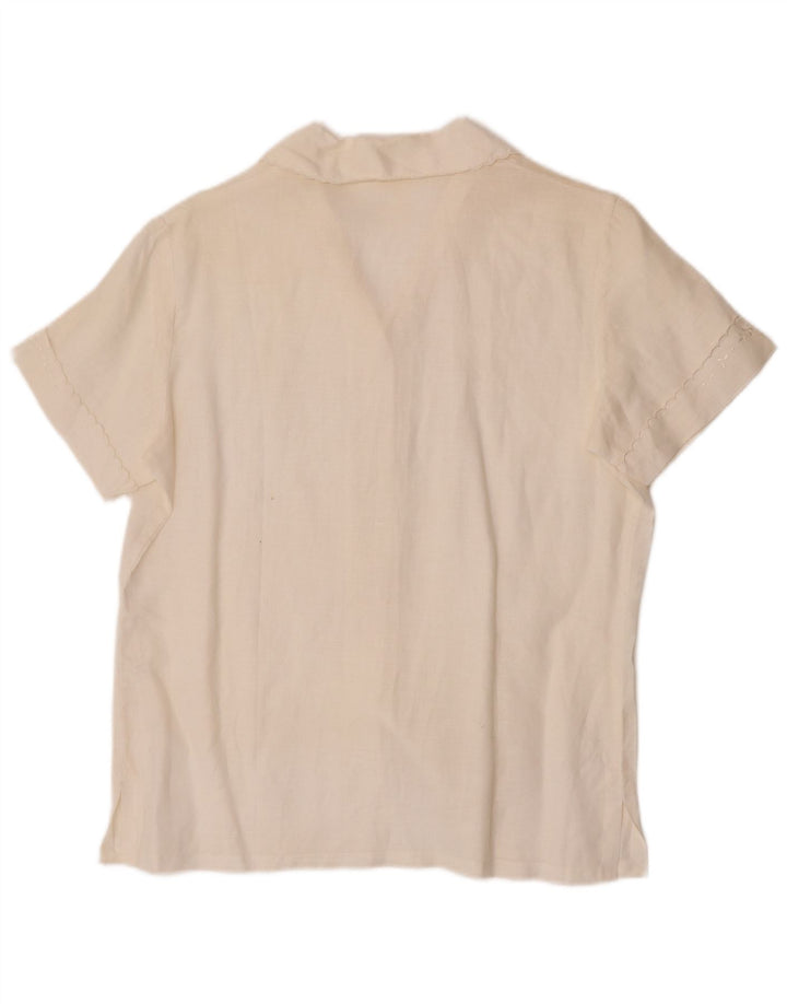 Vintage kvinders kortærmet skjortebluse EU 38 Medium Off White