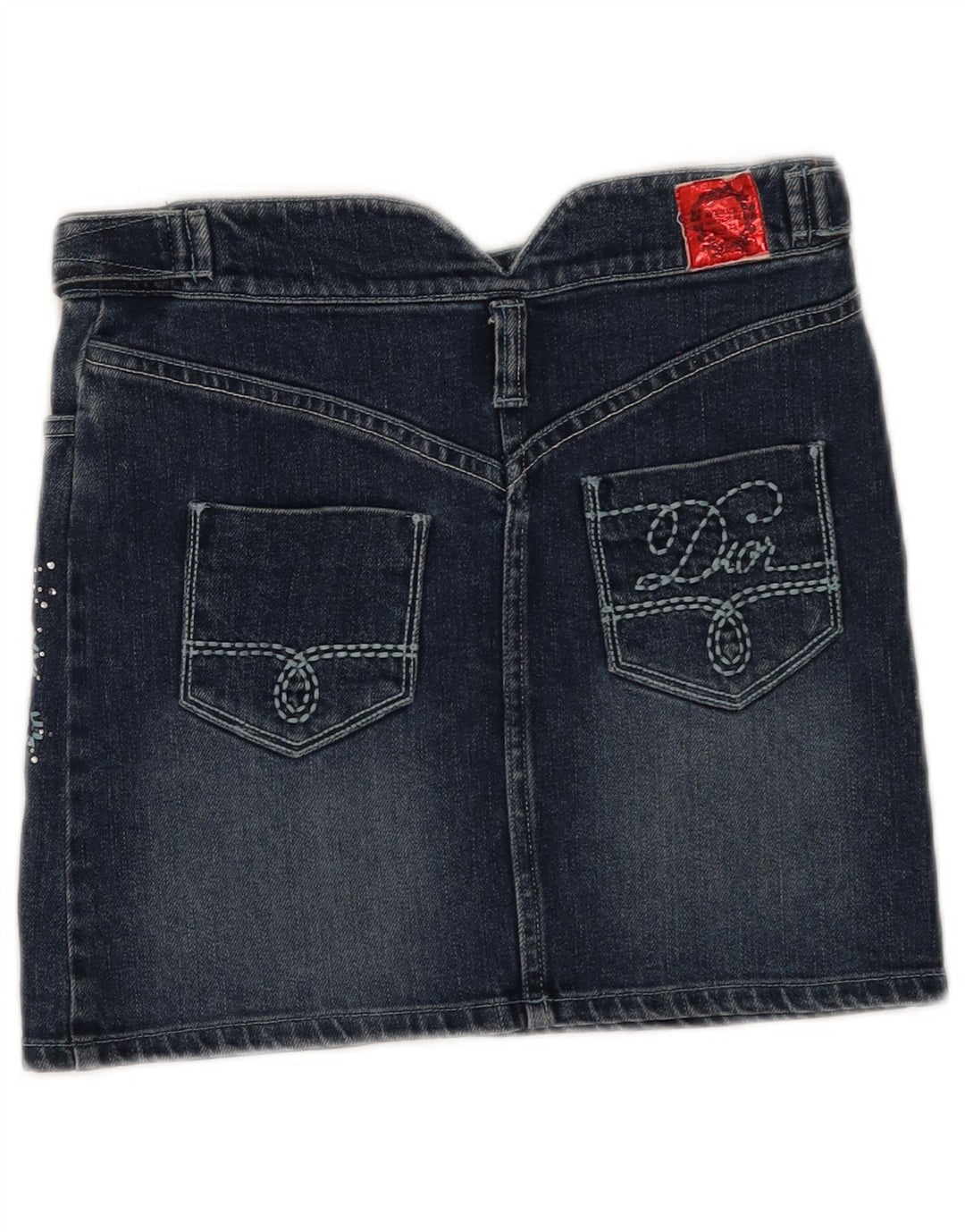 CHRISTIAN DIOR Mini-denimnederdel til piger 9-10 år W25 Blue Floral Bomuld