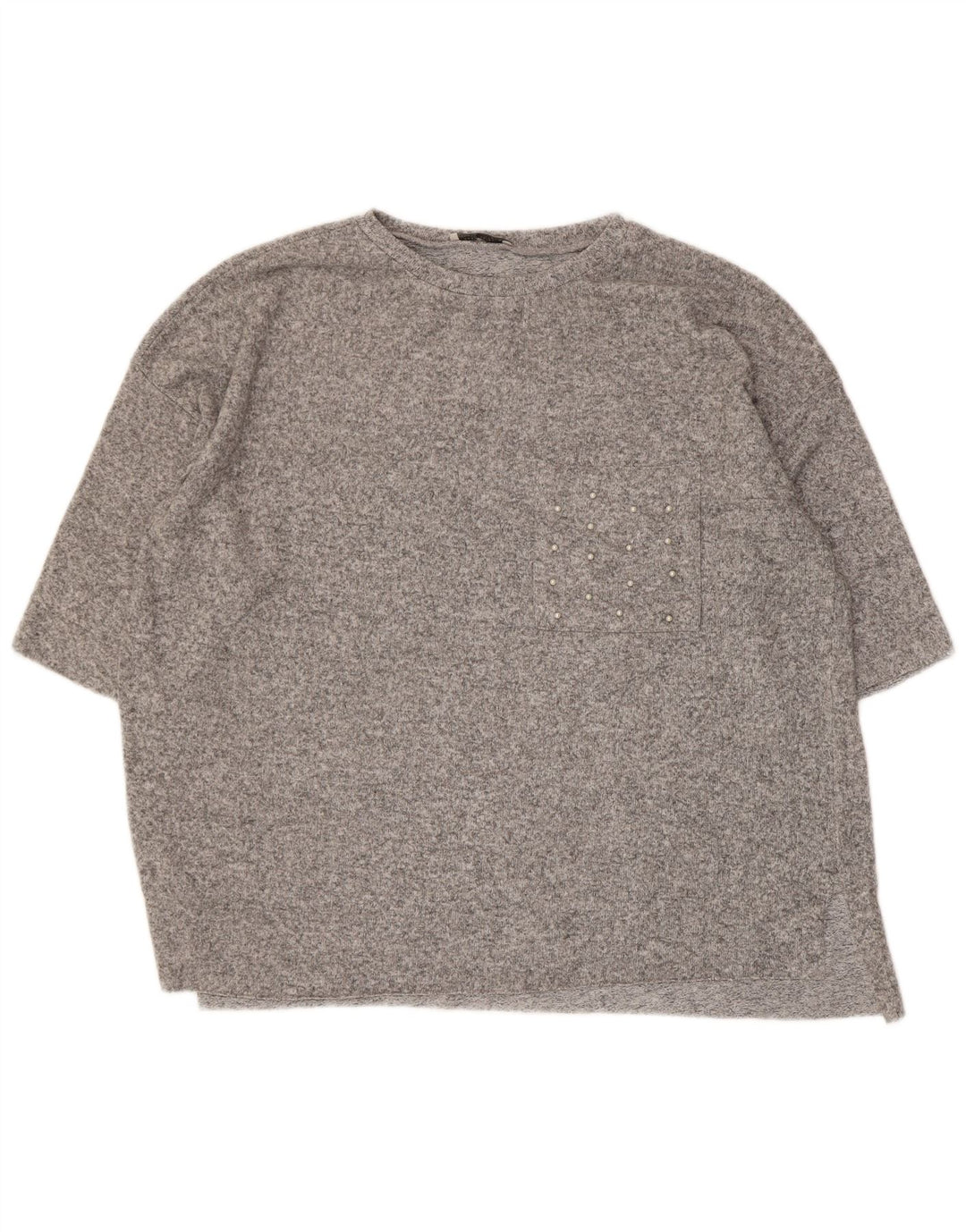Zara Dame Oversized T-Shirt Top UK 10 Små Grå Flecked