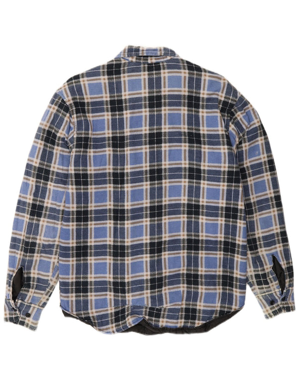 Vintage Lumberjack Flanel Shirt Small Blue Plaid Bomuld