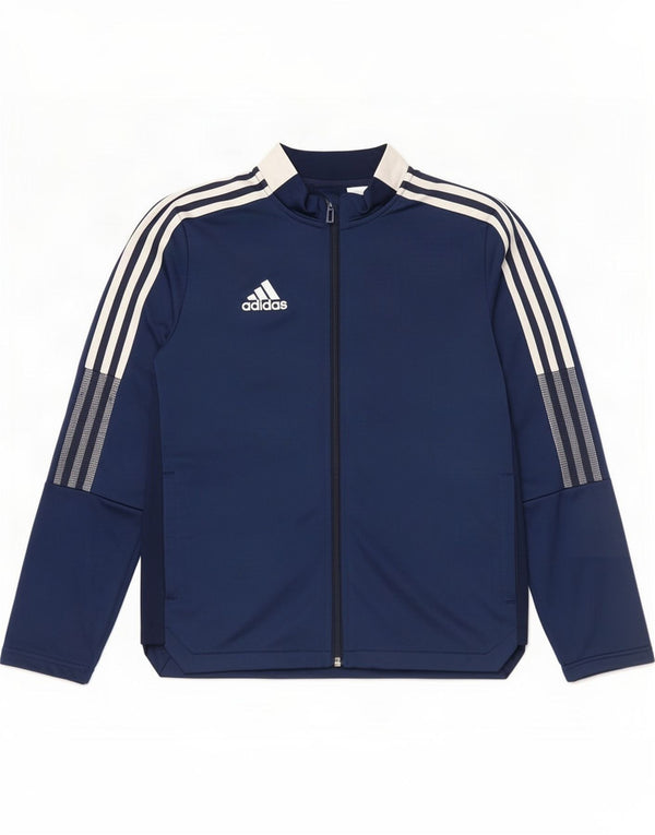 Adidas træningsjakke til drenge 13-14 år marineblå farveblok