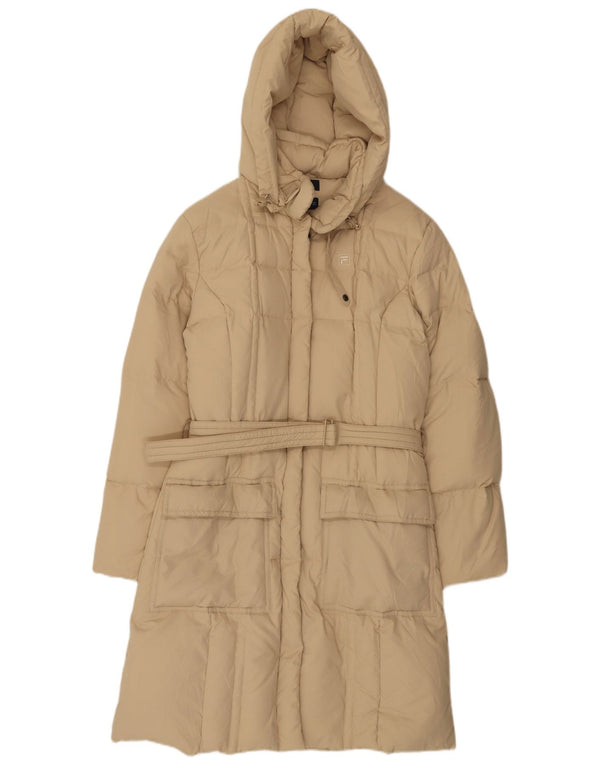 Fila Womens Hooded Padded Coat UK 12 Medium Beige Polyester
