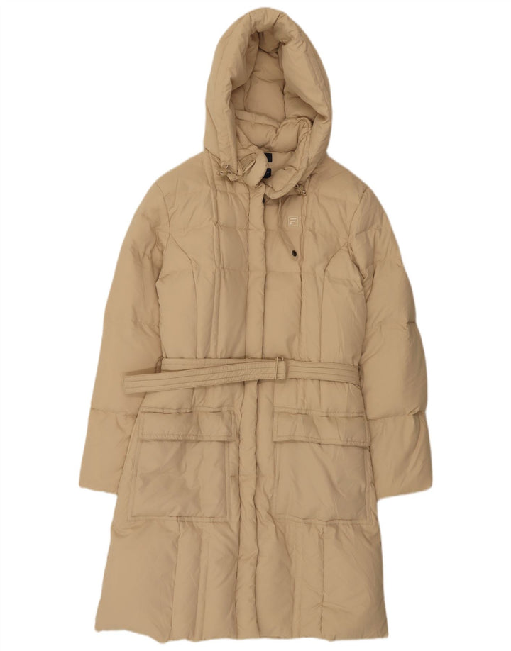 Fila Dame Hætte Polstret Frakke UK 12 Medium Beige Polyester