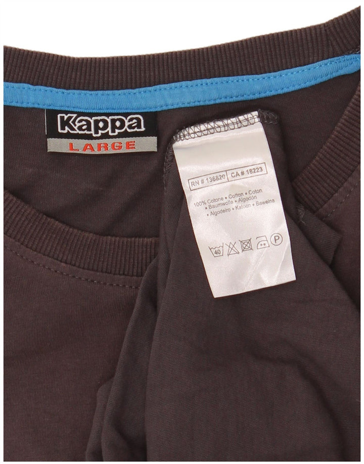 KAPPA Herre grafisk T-shirt Top Stor brun bomuld