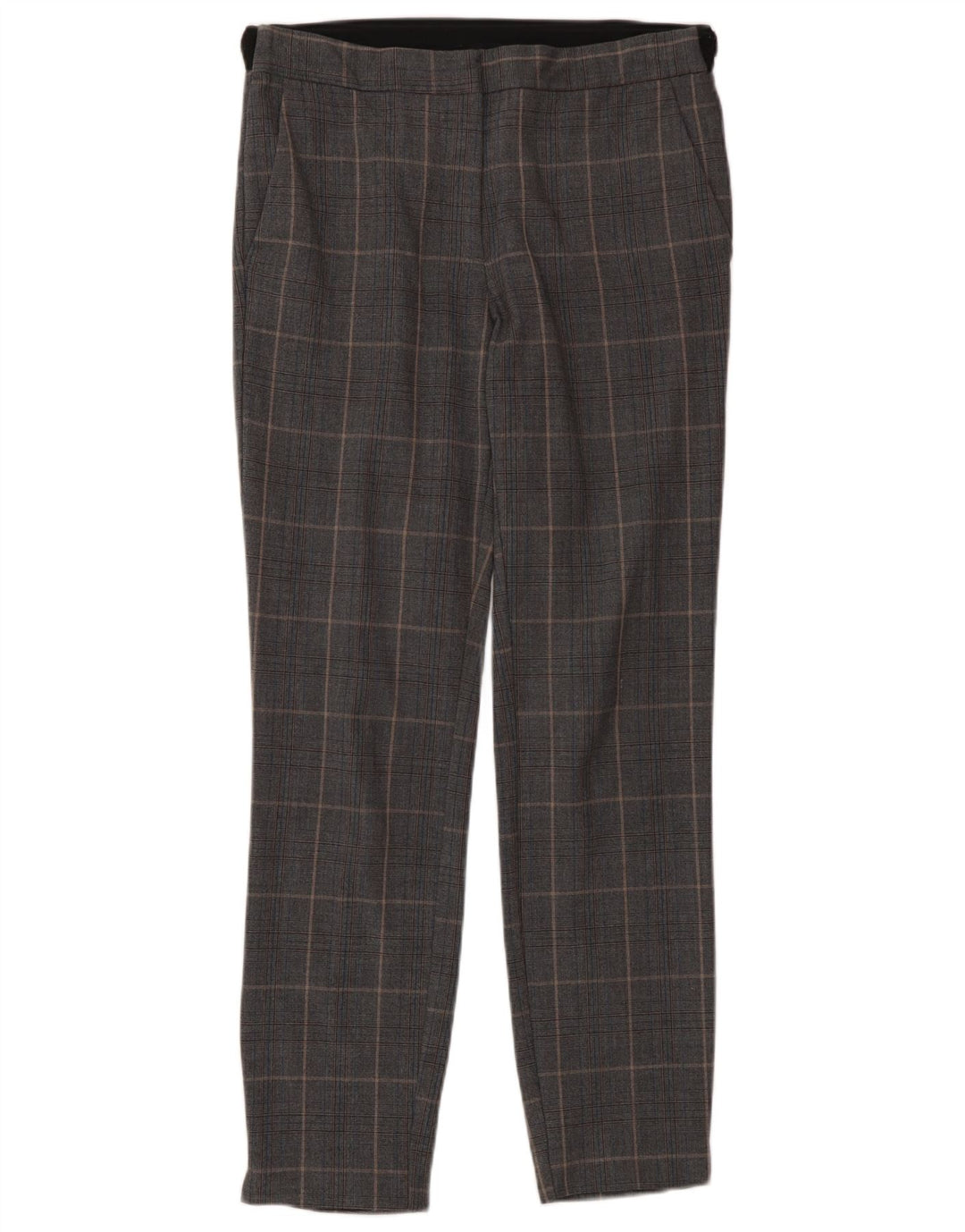 Zara Dame Slim Suit Bukser XS W24 L27 Grå ternet polyester