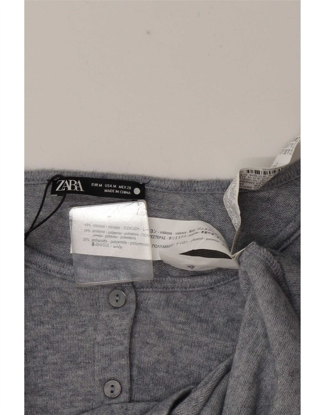 Zara Womens Crop Top UK 14 Medium Grey Viscose