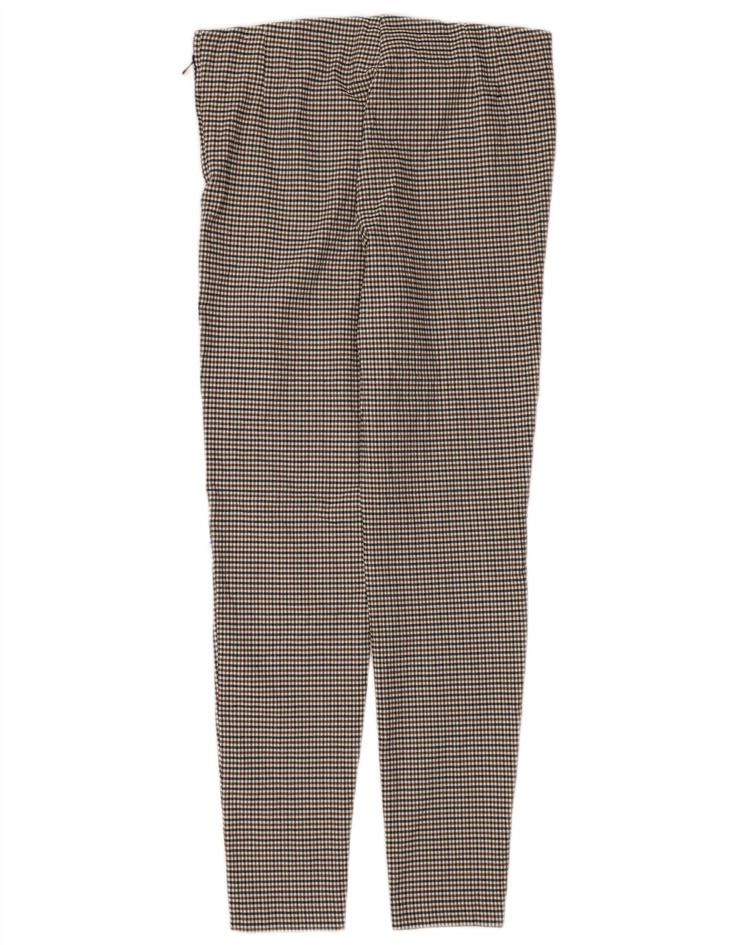 Zara Dame Leggings UK 18 XL Brun Houndstooth Viscose