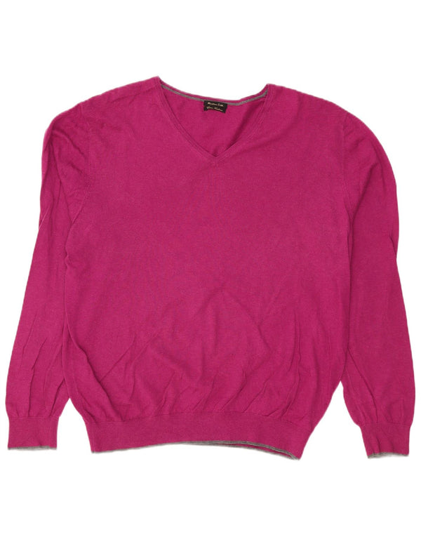 MASSIMO DUTTI Herre V-hals sweater XL Lilla bomuld