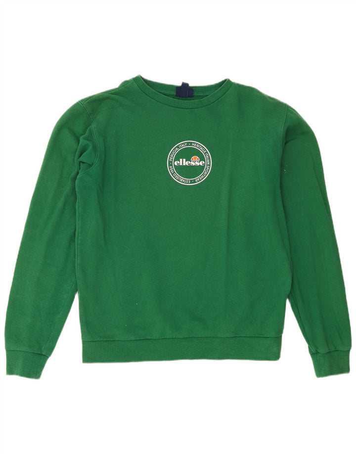 Ellesse Dame Grafisk Oversized Sweatshirt Jumper UK 8 Lille Grøn